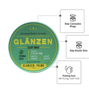 Sáp vuốt tóc Glanzen Clay Wax - Giữ nếp tới 12 giờ